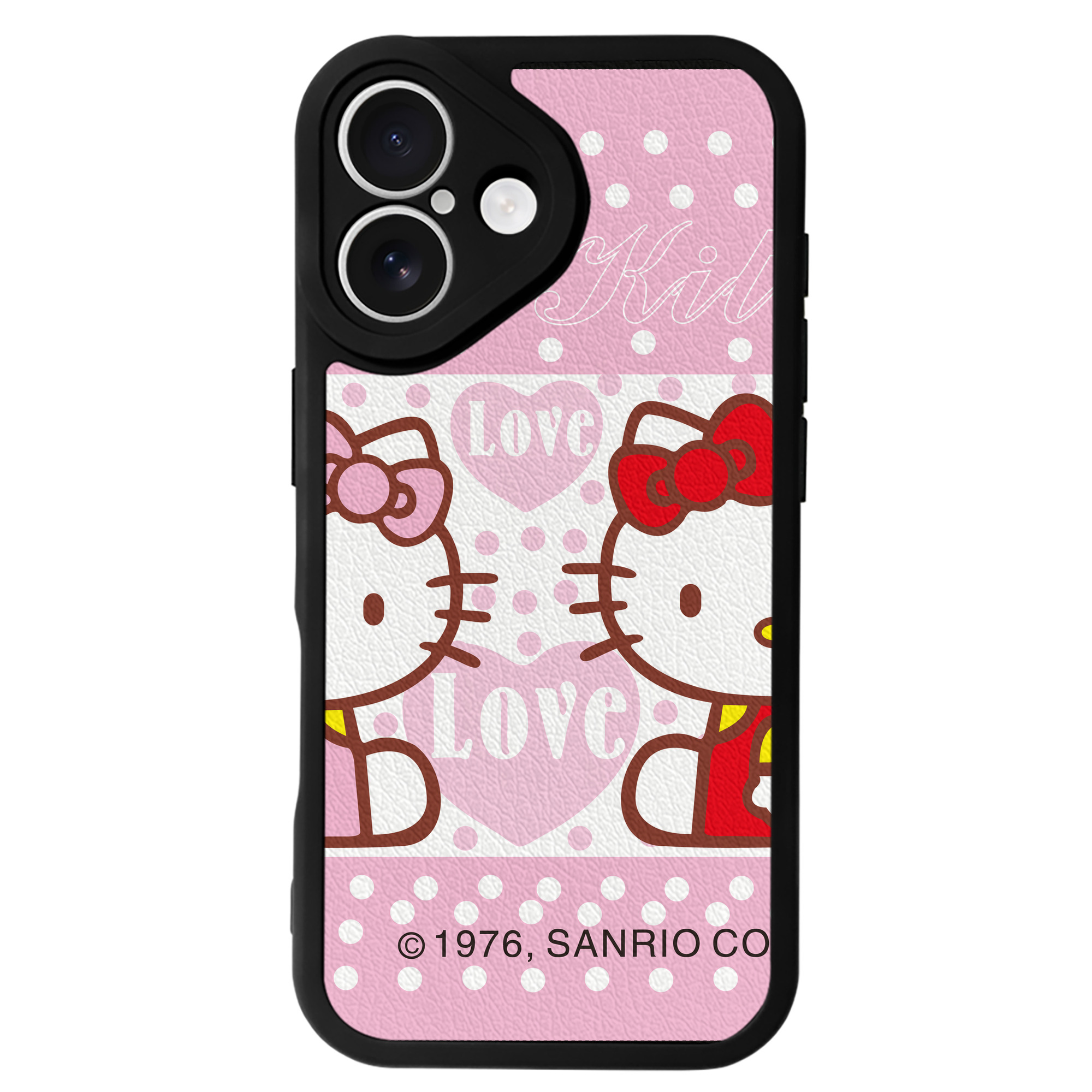 （画像用） Hello Kitty ハローキティ 【iPhone 16シリーズ対応】シリコンスマホケース（レザー調） 材質：シリコン